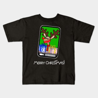 Christmas reindeer wearing a mask Kids T-Shirt